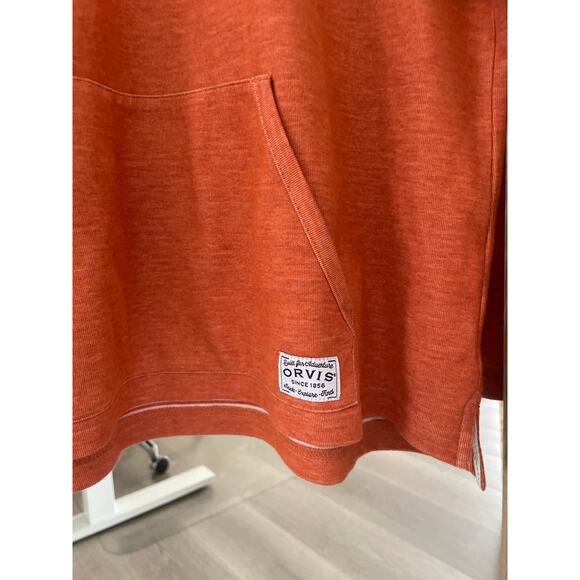 Orvis Mens Orange 1/4 Zip Sweater Large Long Sleeve Preppy Fall Pullover - Picture 4 of 8